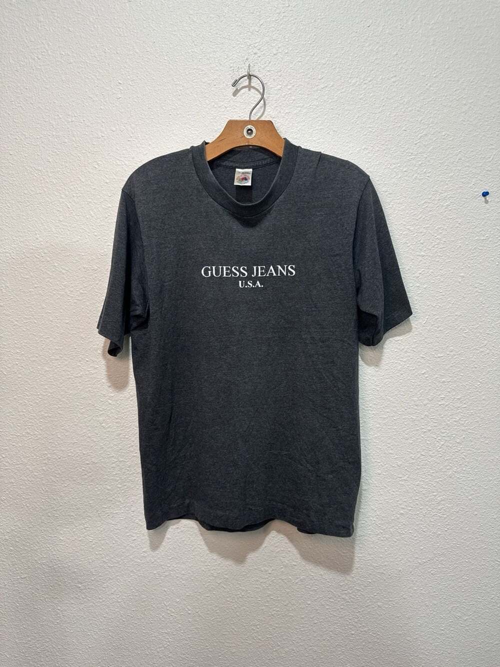 Vintage Guess Jeans U.S.A. Logo T-Shirt Charcoal Grey Size M